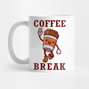 Coffee cup cartoon character, Coffee break. Mug